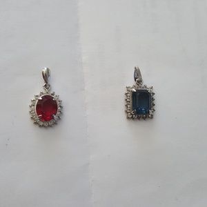 Vintage Cubic Zirconia Gemstone Charm Duo